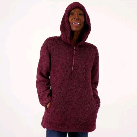 Koolburra BY UGG Brushed Back Sherpa Hoodie Pullover, FIG, 2x - Picture 1 of 6